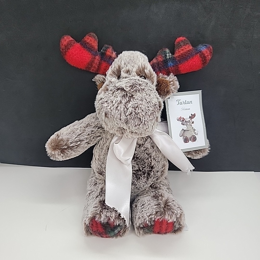 Aurora Tartan Moose Very Soft Plush Plaid Flannel Antlers Feet Stuffed Animal